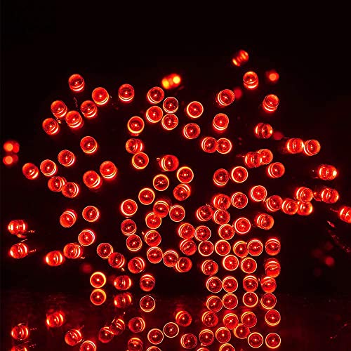 LALAPAO 2 Pack Super-Long Solar String Lights 85FT 240 LED 8 Modes Solar Powered Outdoor Lighting Waterproof Christmas Fairy Lights for Xmas Tree Garden Homes Wedding Lawn Party Decor (Red)