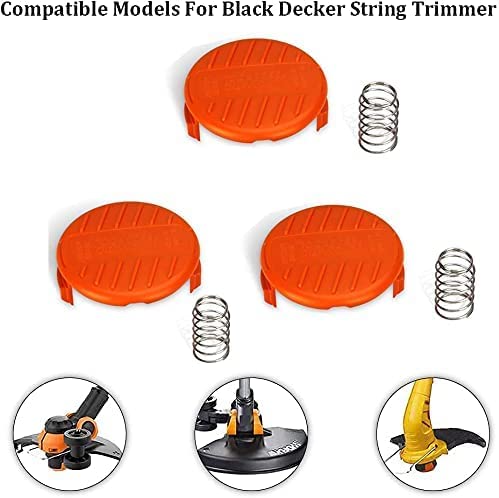 wonuu 3 Pack Trimmer Replacement 385022-03 Cover Weed Eater Spool Bump Cover&Spring for Black and Decker Black Decker RC-100-P, Weed Wacker Parts