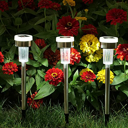 TWINSLUXES 16 Pack Solar Pathway Lights Outdoor Dual Light Source LED Solar Waterproof Pathway Lights for Garden Patio and Walkway Decoration Cool White