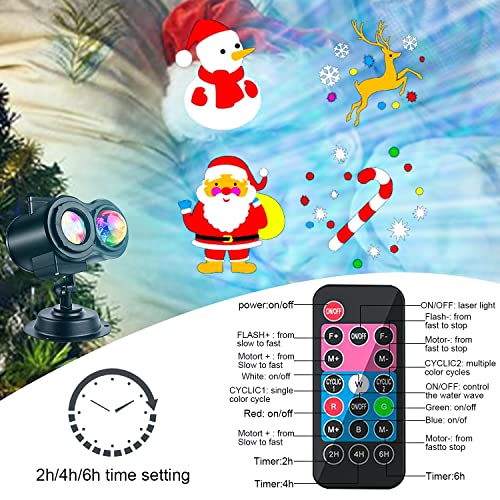 Christmas Projector Lights Outdoor, LED Holiday Projector Night Lights Waterproof with Remote Control & Timer for Christmas, Halloween, Party, Yard Garden Decorations