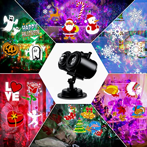 Christmas Projector Lights Outdoor, LED Holiday Projector Night Lights Waterproof with Remote Control & Timer for Christmas, Halloween, Party, Yard Garden Decorations