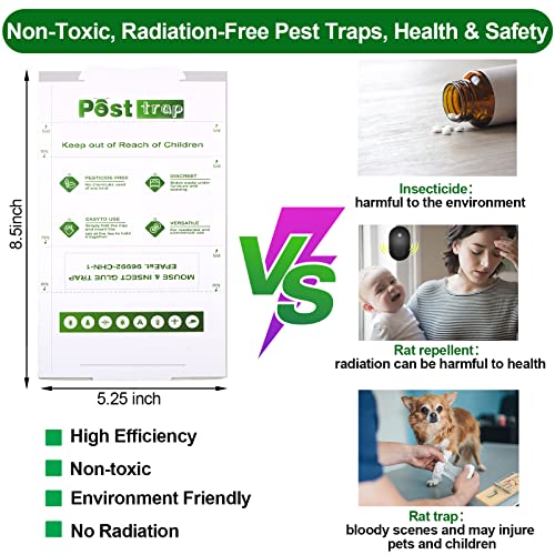 Protecker Mouse Trap,Pest Control Traps,Professional Strength Mouse Glue Traps ,Mice Rat Moths Bugs Insects Bed Bugs Spiders Cockroaches Snake Glue Traps for House Indoor Outdoor ,Non-Toxic&Pet Safe