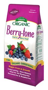 espoma organic berry-tone 4-3-4 natural & organic fertilizer and plant food for all berries. 4 lb. bag. use for planting & feeding to promote bountiful harvest – pack of 2