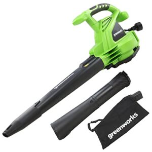greenworks 12 amp 235mph variable speed corded blower/vac includes metal repeller, 24072