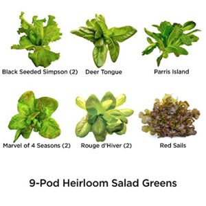 AeroGarden Bounty - Indoor Garden with LED Grow Light, WiFi and Alexa Compatible, Black & Heirloom Salad Greens Seed Pod Kit (9-pod)