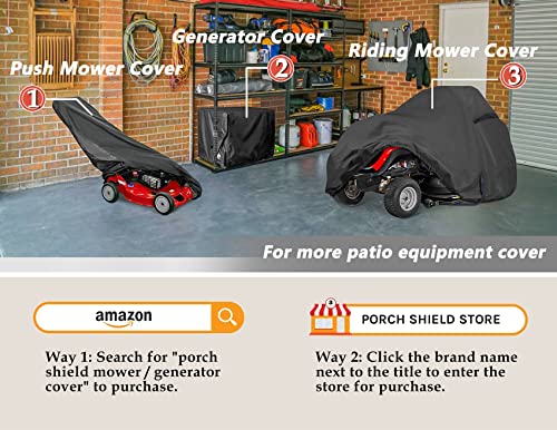Porch Shield Water-resistant Riding Mower Cover Universal Fit Lawn Tractor (Up to 54" decks, Black)