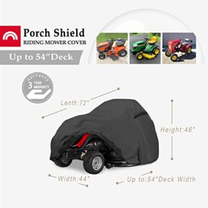 Porch Shield Water-resistant Riding Mower Cover Universal Fit Lawn Tractor (Up to 54" decks, Black)