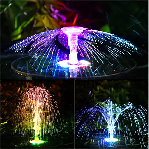 AISITIN 6.5W DIY Solar Fountain Pump Built-in 1500mAh Battery & 5.5W LED Solar Fountain Pump with Colorful Lights & 3000mAh Battery, Solar Water Fountain Pump for Garden, Ponds, Fish Tank and Outdoor