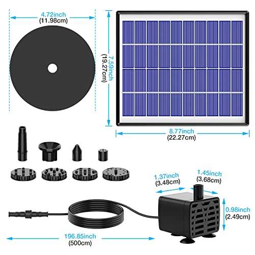 AISITIN 6.5W DIY Solar Fountain Pump Built-in 1500mAh Battery & 5.5W LED Solar Fountain Pump with Colorful Lights & 3000mAh Battery, Solar Water Fountain Pump for Garden, Ponds, Fish Tank and Outdoor