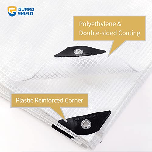 GUARD SHIELD Clear Tarp 2 Pack Bundle White and Green 8x20 Feet Heavy Duty Waterproof Greenhouse Outdoor Garden Poly Cover UV Resistant 10mil