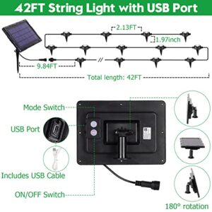 Solar Pathway Lights, 42ft RGB Solar Ground Lights with USB Charging, Waterproof Yard Garden Walkway Lights with App Control and Remote, Music Sync,Timing, Dimmable,Outdoor Pathway Lights for Yard