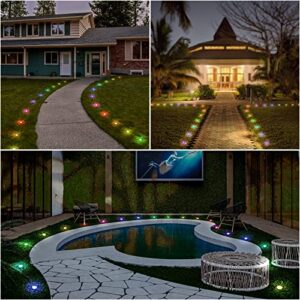 Solar Pathway Lights, 42ft RGB Solar Ground Lights with USB Charging, Waterproof Yard Garden Walkway Lights with App Control and Remote, Music Sync,Timing, Dimmable,Outdoor Pathway Lights for Yard