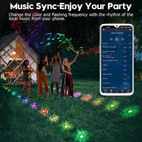 Solar Pathway Lights, 42ft RGB Solar Ground Lights with USB Charging, Waterproof Yard Garden Walkway Lights with App Control and Remote, Music Sync,Timing, Dimmable,Outdoor Pathway Lights for Yard