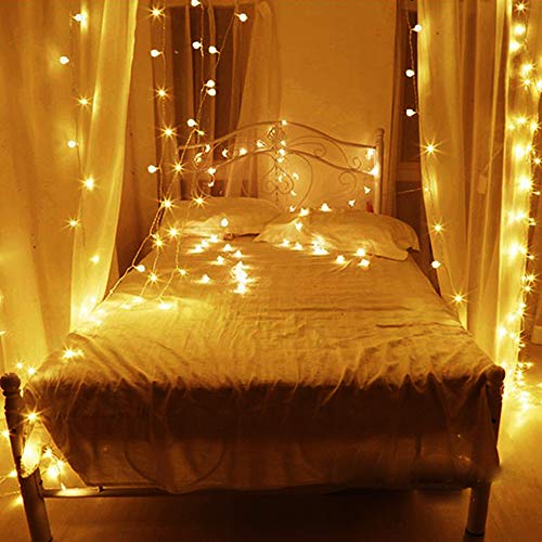 Tasodin LED Globe String Lights Battery Operated 20FT 50LED Fairy Lights with 8 Lighting Modes, Hanging Lights for Bedroom Dorm Patio Garden Christmas Party, Warm White