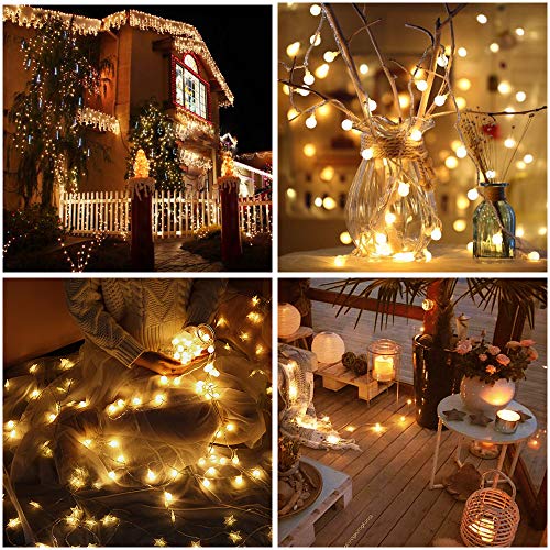 Tasodin LED Globe String Lights Battery Operated 20FT 50LED Fairy Lights with 8 Lighting Modes, Hanging Lights for Bedroom Dorm Patio Garden Christmas Party, Warm White