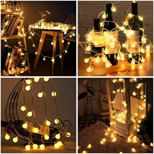 Tasodin LED Globe String Lights Battery Operated 20FT 50LED Fairy Lights with 8 Lighting Modes, Hanging Lights for Bedroom Dorm Patio Garden Christmas Party, Warm White