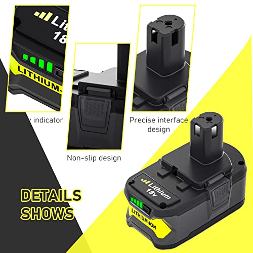 Upgrade 18V 6.0Ah P108 P102 Battery Replacement for Ryobi 18 Volt Battery Lithium Compatible with Ryobi Battery 18v Lithium P102 P103 P104 P105 P107 P109 P122 Ryobi System Cordless Power Drill Tool