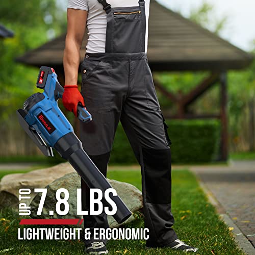 Enhulk Brushless Leaf Blower Cordless, 430 CFM Max Electric Jet Blower with Powered Motor, 20V 4.0Ah Battery*2 & Fast Charger, High/Low-Speed Handheld Blowers for Lawn Care Yard Work Around The House