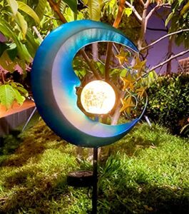 jtao-tec solar lights outdoor garden moon solar garden lights decorative glass globe led waterproof for walkway,yard,lawn,patio decor