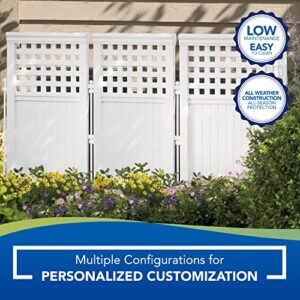 Suncast 4 Panel Reversible Outdoor Screen Enclosure, 44" (H) x 23" (W) per, White & 33 Gallon Hideaway Can Resin Outdoor Trash with Lid Use in Backyard, Deck, or Patio, 33-Gallon, Brown