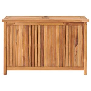 Outdoor Storage Box Teak Wood Garden Deck Box Storage Container Patio Backyard Poolside Balcony Furniture Decor, 35.4"x19.7"x22.8" Solid Teak Wood