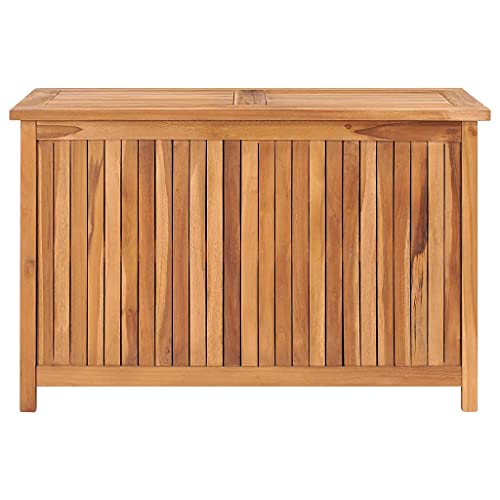 Outdoor Storage Box Teak Wood Garden Deck Box Storage Container Patio Backyard Poolside Balcony Furniture Decor, 35.4"x19.7"x22.8" Solid Teak Wood