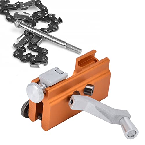 plplaaoo Chainsaw Sharpening Jig, Chainsaw Chain Sharpening Jig, Manual Chainsaw Sharpener Kit, Portable Hand Crank Chain Sharpener, for Lumberjack Garden Worker, for All Kinds of Chain Saws(Yellow)