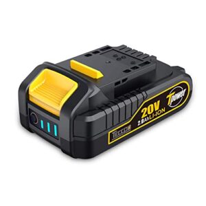 teccpo 20v max 2.0 ah lithium ion battery pack, rechargeable replacement battery, for all 20v teccpo & popoman cordless power tools