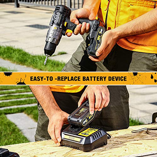 TECCPO 20V MAX 2.0 Ah Lithium Ion Battery Pack, Rechargeable Replacement Battery, for All 20V TECCPO & POPOMAN Cordless Power Tools