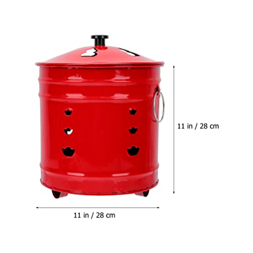 Zerodeko Portable Gas Burner Burn Incinerator Can Metal Fire Pit Burn Cage Garden Furnace Chinese Sacrificial Buckets for Wood Rubbish Leaves Trash Burning Backyard Bonfire Red Outdoor Gas Burner