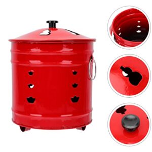 Zerodeko Portable Gas Burner Burn Incinerator Can Metal Fire Pit Burn Cage Garden Furnace Chinese Sacrificial Buckets for Wood Rubbish Leaves Trash Burning Backyard Bonfire Red Outdoor Gas Burner