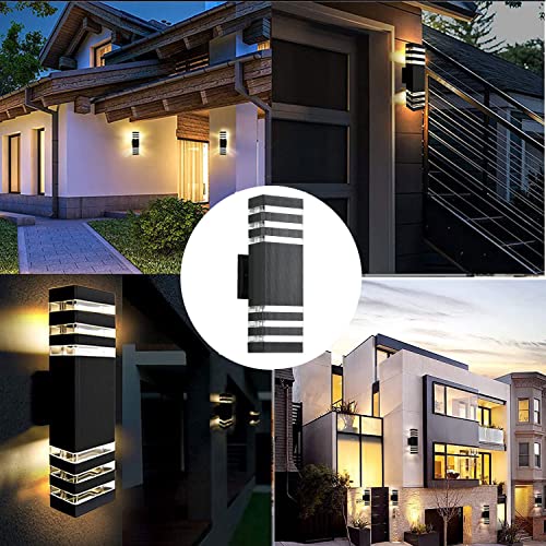 TUORD 1 Pack 18W 15inch LED Square Up&Down Wall Lights 4000K Day White Outdoor Wall Light Aluminum Body Waterproof IP65 led Porch Light for House Patio Garage Garden.