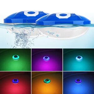 goallim floating led pool lights 2 pcs, color changing pool lights that float with 7 light modes, underwater light show hot tub led lights, swimming pool lights ip67 waterproof for pool wedding décor