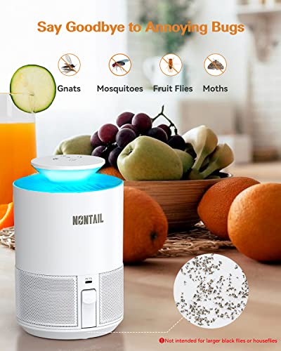 NONTAIL Fruit Fly Traps for Indoors, Mosquito Trap, Catcher & Killer for Gnat, Moth, Flies, Non-Zapper Insect Traps with UV Light Fan & Sticky Glue