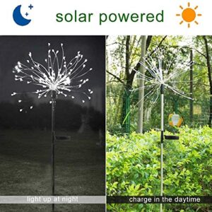 2 Pack Solar Garden Lights, 120 LED Solar Firework Lights Outdoor, Decorative Stake String Lights for Walkway Backyard Pathway Patio Christmas Wedding Party (2, Cool White)