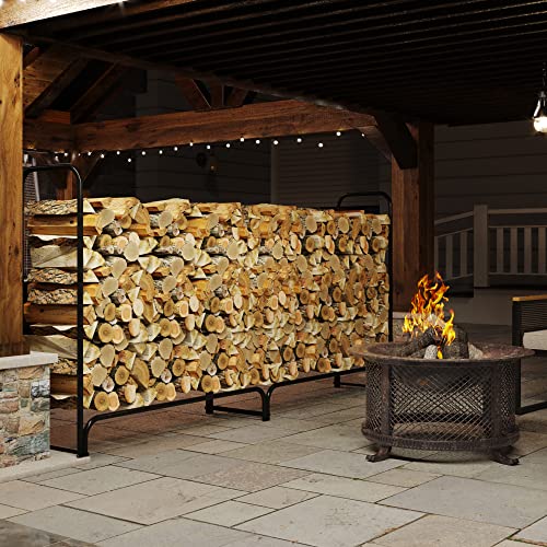 YITAHOME 8ft Firewood Rack Outdoor with Cover Combo Waterproof Set for Fireplace Heavy Duty Firewood Pile Storage Log Racks All-Weather Protection