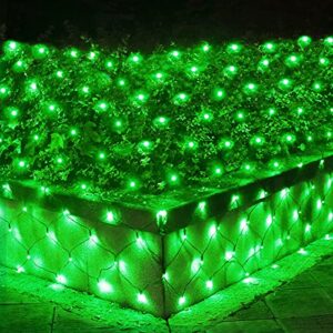 pooqla 14.8×4.9ft net lights, 300 led st patricks day lights outdoor green lights with 8 lighting modes, connectable waterproof mesh string fairy lights for bushes tree garden st. patrick’s day decor