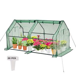 purlyu mini garden portable greenhouse 71” x 36” x 36” with zipper opening for indoor or outdoor plants 20 pcs t-type plant tags include(plghs902g)