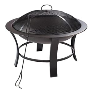 IUHJNWE 26" Metal Round Outdoor Burning Pit, Garden Patio Multipurpose Metal Fire Pit for Camping, Outdoor Heating, Campfire and Picnic