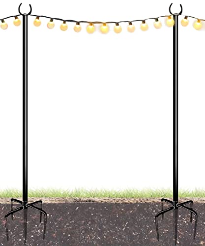 Eazielife 10FT String Light Poles for Outdoor, Heavy Duty Metal Lighting Stand Pole for Garden Lawn Backyard Patio Holiday Wedding Party Decorations 2 Pack