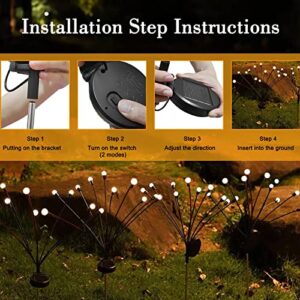 10 LED Firefly Garden Lights Solar Powered, Starburst Swaying Lights Outdoor, Auto Switch, 600 mAh Ni-Mh Battery Solar Charging, IP65 Waterproof Landscape Lights for Yard Pathway - Warm Color, 4 Pack