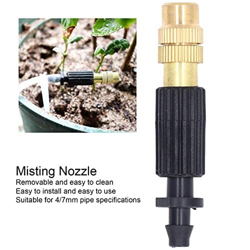 Atomizing Nozzle, Cooling Standard Size Brass Detachable Drip Irrigation Sprayer Humidification for Garden for 4/7mm Pipe