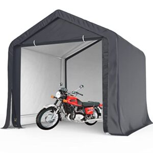 quictent 6×6 ft portable garage shelter heavy duty car canopy carport outdoor storage shed for motorcycle, bike or garden tools-gray