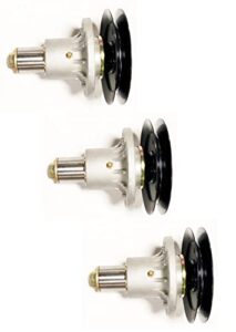 lawn & garden amc 3 spindle assemblies with pulleys – compatible with: exmark spindle 103-1140, pulley 1-633010 (6.3″ od) for lazer z with 52″ and 60″ decks, s/n 260000-319000