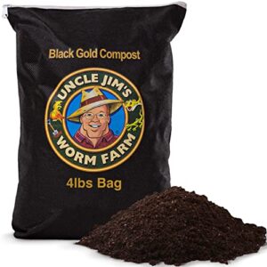 uncle jim’s worm farm black gold worm castings compost fertilizer for garden soil | red wriggler earthworm casting organic fertilizer for plants | nutrient rich fertilizer solutions | 4 lbs