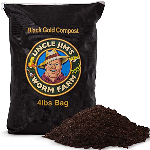 Uncle Jim's Worm Farm Black Gold Worm Castings Compost Fertilizer for Garden Soil | Red Wriggler Earthworm Casting Organic Fertilizer for Plants | Nutrient Rich Fertilizer Solutions | 4 lbs