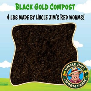 Uncle Jim's Worm Farm Black Gold Worm Castings Compost Fertilizer for Garden Soil | Red Wriggler Earthworm Casting Organic Fertilizer for Plants | Nutrient Rich Fertilizer Solutions | 4 lbs