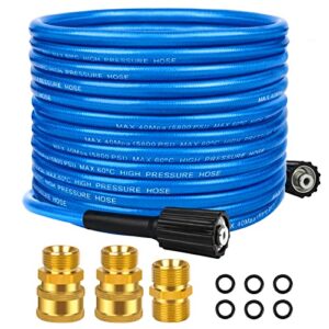 32.8 ft pressure washer hose, 5800 psi kink resistant washer hose for power washer upgrade flexible pressure washer hose compatible with m22 14mm connectors suitable for most pressure washers (blue)