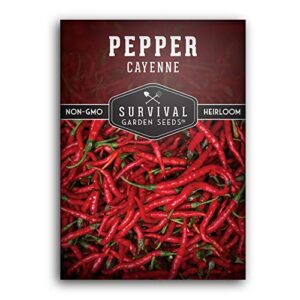 survival garden seeds – red cayenne pepper seed for planting – packet with instructions to plant and grow hot chili peppers in your home vegetable garden – non-gmo heirloom variety – single pack