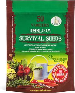 heirloom vegetable seeds non gmo survival seed kit – part of our legacy and heritage – 50 varieties 100% naturally grown- best for gardeners who raise their own healthy food
